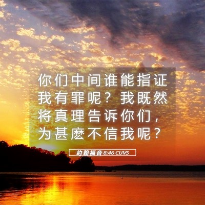 Picture 05 - 约 翰 福 音 8:46 CUVS - 你 们 中 间 谁 能 指 证 我 有 罪 呢 - Bible Verse Picture