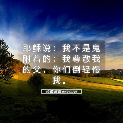 Picture 05 - 约 翰 福 音 8:49 CUVS - 耶 稣 说 ： 我 不 是 鬼 附 着 的 ； - Bible Verse Picture