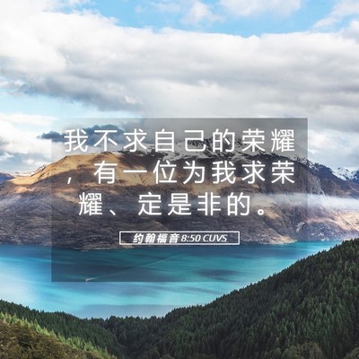 Picture 05 - 约 翰 福 音 8:50 CUVS - 我 不 求 自 己 的 荣 耀 ， 有 一 位 - Bible Verse Picture