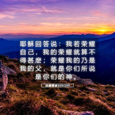 Picture 05 - 约 翰 福 音 8:54 CUVS - 耶 稣 回 答 说 ： 我 若 荣 耀 自 己 - Bible Verse Picture
