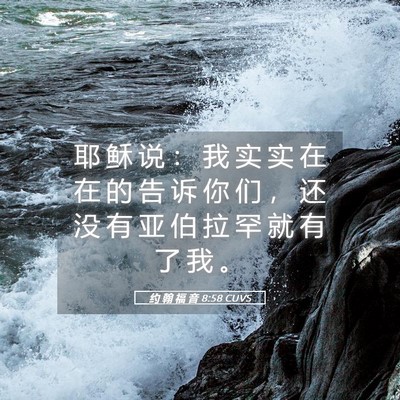 Picture 05 - 约 翰 福 音 8:58 CUVS - 耶 稣 说 ： 我 实 实 在 在 的 告 诉 - Bible Verse Picture