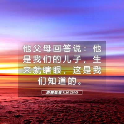 Picture 05 - 约 翰 福 音 9:20 CUVS - 他 父 母 回 答 说 ： 他 是 我 们 的 - Bible Verse Picture