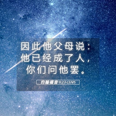 Picture 05 - 约 翰 福 音 9:23 CUVS - 因 此 他 父 母 说 ： 他 已 经 成 了 - Bible Verse Picture