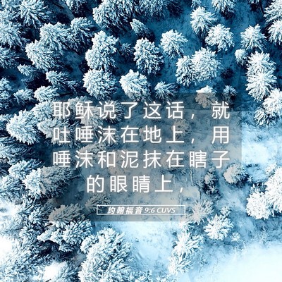 Picture 05 - 约 翰 福 音 9:6 CUVS - 耶 稣 说 了 这 话 ， 就 吐 唾 沫 在 - Bible Verse Picture