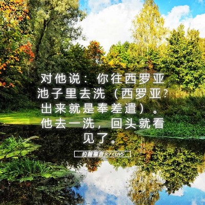 Picture 05 - 约 翰 福 音 9:7 CUVS - 对 他 说 ： 你 往 西 罗 亚 池 子 里 - Bible Verse Picture