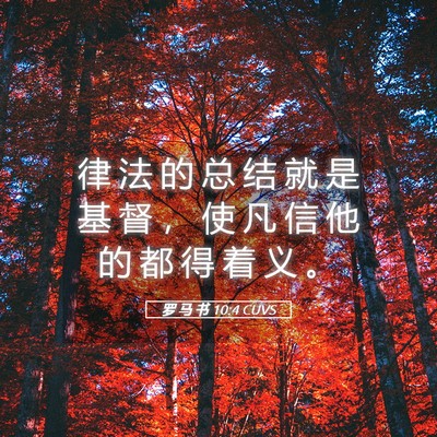 Picture 05 - 罗 马 书 10:4 CUVS - 律 法 的 总 结 就 是 基 督 ， 使 凡 - Bible Verse Picture