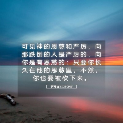 Picture 05 - 罗 马 书 11:22 CUVS - 可 见 神 的 恩 慈 和 严 厉 ， 向 那 - Bible Verse Picture