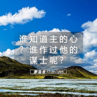 Picture 05 - 罗 马 书 11:34 CUVS - 谁 知 道 主 的 心 ？ 谁 作 过 他 的 - Bible Verse Picture