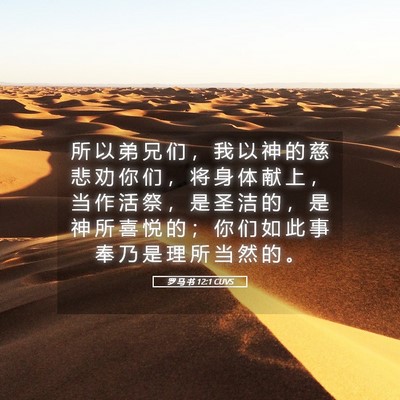 Picture 05 - 罗 马 书 12:1 CUVS - 所 以 弟 兄 们 ， 我 以 神 的 慈 悲 - Bible Verse Picture