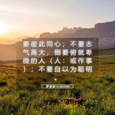Picture 05 - 罗 马 书 12:16 CUVS - 要 彼 此 同 心 ； 不 要 志 气 高 大 - Bible Verse Picture