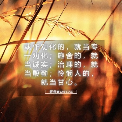 Picture 05 - 罗 马 书 12:8 CUVS - 或 作 劝 化 的 ， 就 当 专 一 劝 化 - Bible Verse Picture
