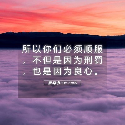Picture 05 - 罗 马 书 13:5 CUVS - 所 以 你 们 必 须 顺 服 ， 不 但 是 - Bible Verse Picture