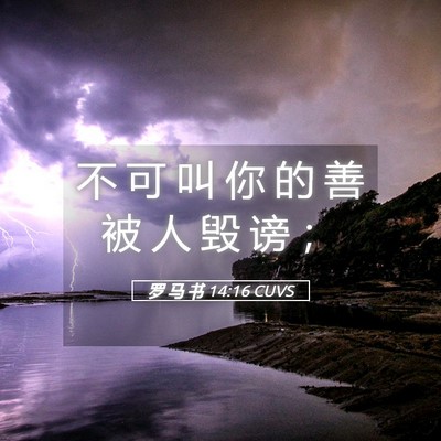 Picture 05 - 罗 马 书 14:16 CUVS - 不 可 叫 你 的 善 被 人 毁 谤 - Bible Verse Picture