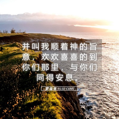 Picture 05 - 罗 马 书 15:32 CUVS - 并 叫 我 顺 着 神 的 旨 意 ， 欢 欢 - Bible Verse Picture