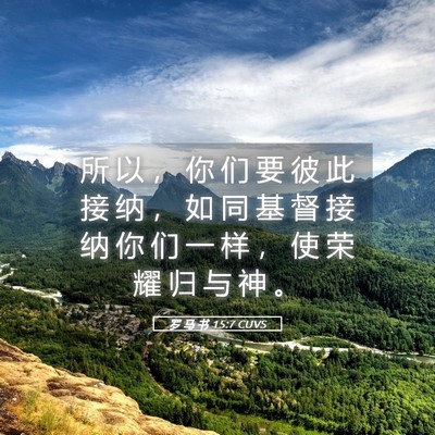 Picture 05 - 罗 马 书 15:7 CUVS - 所 以 ， 你 们 要 彼 此 接 纳 ， 如 - Bible Verse Picture