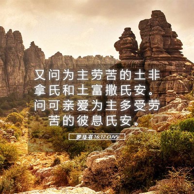 Picture 05 - 罗 马 书 16:12 CUVS - 又 问 为 主 劳 苦 的 土 非 拿 氏 和 - Bible Verse Picture