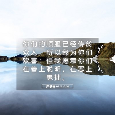 Picture 05 - 罗 马 书 16:19 CUVS - 你 们 的 顺 服 已 经 传 於 众 人 ， - Bible Verse Picture