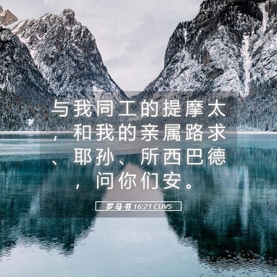 Picture 05 - 罗 马 书 16:21 CUVS - 与 我 同 工 的 提 摩 太 ， 和 我 的 - Bible Verse Picture