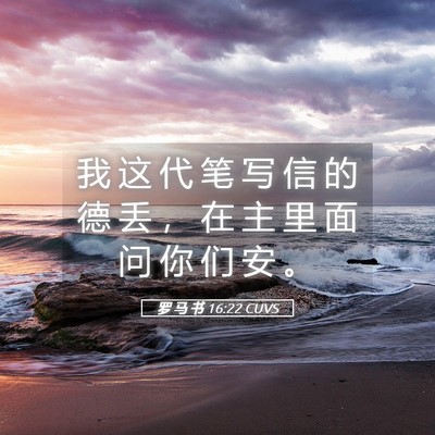 Picture 05 - 罗 马 书 16:22 CUVS - 我 这 代 笔 写 信 的 德 丢 ， 在 主 - Bible Verse Picture