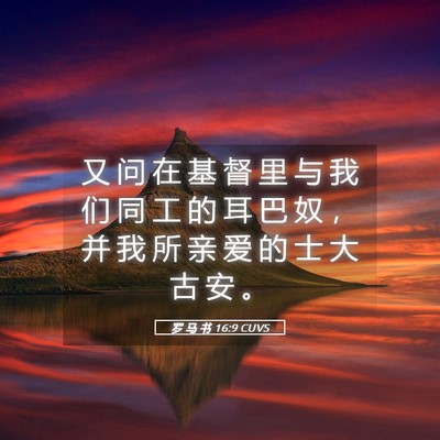 Picture 05 - 罗 马 书 16:9 CUVS - 又 问 在 基 督 里 与 我 们 同 工 的 - Bible Verse Picture