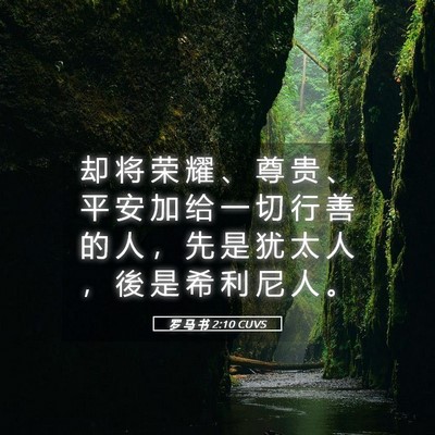 Picture 05 - 罗 马 书 2:10 CUVS - 却 将 荣 耀 、 尊 贵 、 平 安 加 给 - Bible Verse Picture