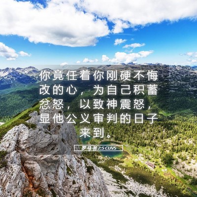 Picture 05 - 罗 马 书 2:5 CUVS - 你 竟 任 着 你 刚 硬 不 悔 改 的 心 - Bible Verse Picture