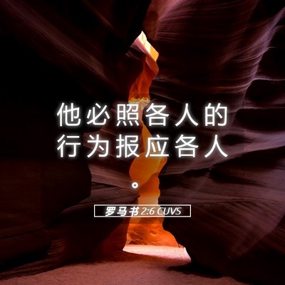 Picture 05 - 罗 马 书 2:6 CUVS - 他 必 照 各 人 的 行 为 报 应 各 人 - Bible Verse Picture