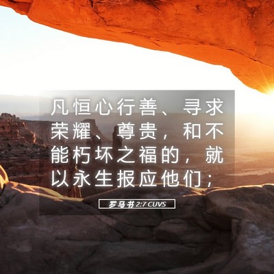 Picture 05 - 罗 马 书 2:7 CUVS - 凡 恒 心 行 善 、 寻 求 荣 耀 、 尊 - Bible Verse Picture