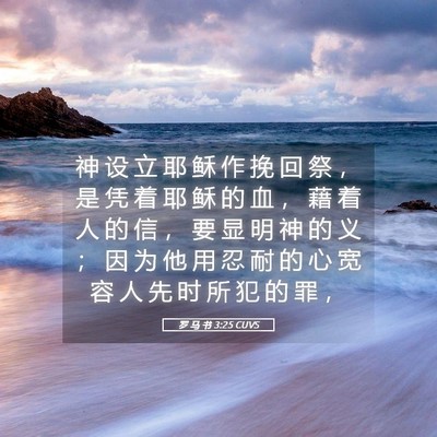 Picture 05 - 罗 马 书 3:25 CUVS - 神 设 立 耶 稣 作 挽 回 祭 ， 是 凭 - Bible Verse Picture