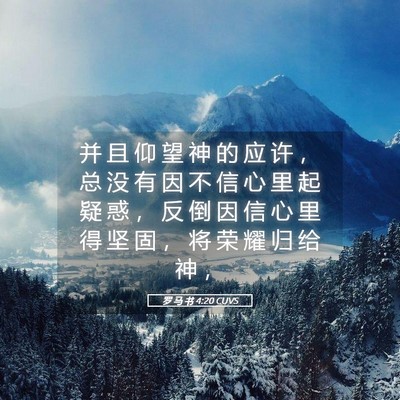 Picture 05 - 罗 马 书 4:20 CUVS - 并 且 仰 望 神 的 应 许 ， 总 没 有 - Bible Verse Picture