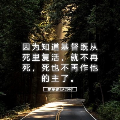 Picture 05 - 罗 马 书 6:9 CUVS - 因 为 知 道 基 督 既 从 死 里 复 活 - Bible Verse Picture