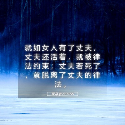 Picture 05 - 罗 马 书 7:2 CUVS - 就 如 女 人 有 了 丈 夫 ， 丈 夫 还 - Bible Verse Picture