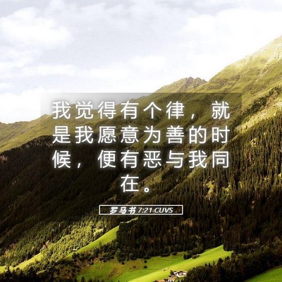 Picture 05 - 罗 马 书 7:21 CUVS - 我 觉 得 有 个 律 ， 就 是 我 愿 意 - Bible Verse Picture