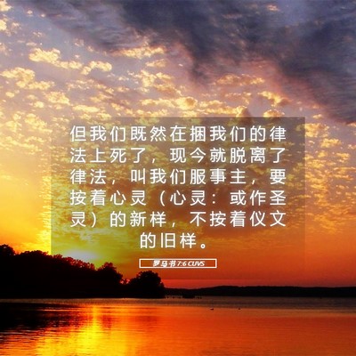 Picture 05 - 罗 马 书 7:6 CUVS - 但 我 们 既 然 在 捆 我 们 的 律 法 - Bible Verse Picture