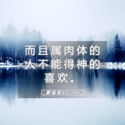 Picture 05 - 罗 马 书 8:8 CUVS - 而 且 属 肉 体 的 人 不 能 得 神 的 - Bible Verse Picture