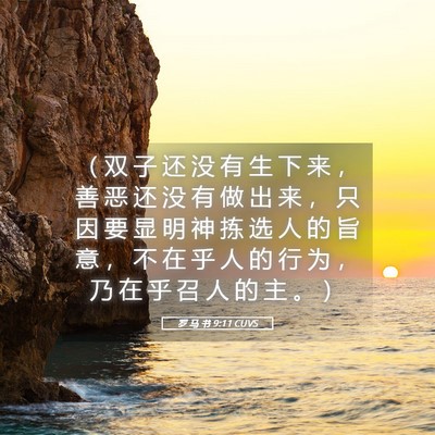 Picture 05 - 罗 马 书 9:11 CUVS - （ 双 子 还 没 有 生 下 来 ， 善 恶 - Bible Verse Picture