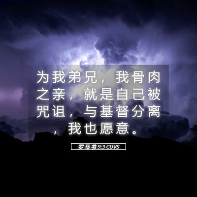 Picture 05 - 罗 马 书 9:3 CUVS - 为 我 弟 兄 ， 我 骨 肉 之 亲 ， 就 - Bible Verse Picture