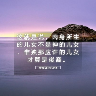 Picture 05 - 罗 马 书 9:8 CUVS - 这 就 是 说 ， 肉 身 所 生 的 儿 女 - Bible Verse Picture