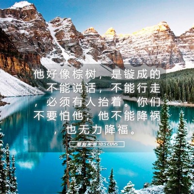 Picture 05 - 耶 利 米 书 10:5 CUVS - 他 好 像 棕 树 ， 是 镟 成 的 ， 不 - Bible Verse Picture