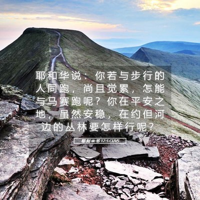 Picture 05 - 耶 利 米 书 12:5 CUVS - 耶 和 华 说 ： 你 若 与 步 行 的 人 - Bible Verse Picture