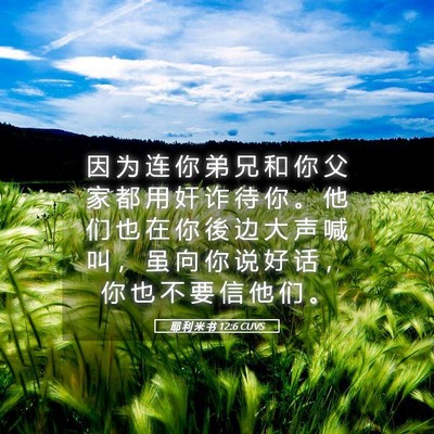 Picture 05 - 耶 利 米 书 12:6 CUVS - 因 为 连 你 弟 兄 和 你 父 家 都 用 - Bible Verse Picture