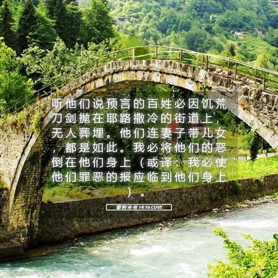 Picture 05 - 耶 利 米 书 14:16 CUVS - 听 他 们 说 预 言 的 百 姓 必 因 饥 - Bible Verse Picture