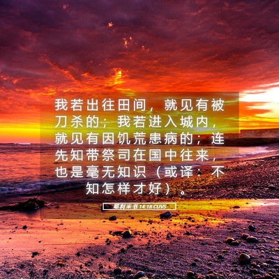 Picture 05 - 耶 利 米 书 14:18 CUVS - 我 若 出 往 田 间 ， 就 见 有 被 刀 - Bible Verse Picture