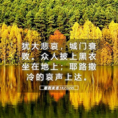 Picture 05 - 耶 利 米 书 14:2 CUVS - 犹 大 悲 哀 ， 城 门 衰 败 。 众 人 - Bible Verse Picture