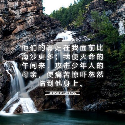 Picture 05 - 耶 利 米 书 15:8 CUVS - 他 们 的 寡 妇 在 我 面 前 比 海 沙 - Bible Verse Picture