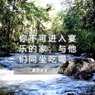 Picture 05 - 耶 利 米 书 16:8 CUVS - 你 不 可 进 入 宴 乐 的 家 ， 与 他 - Bible Verse Picture