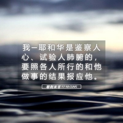 Picture 05 - 耶 利 米 书 17:10 CUVS - 我 ─ 耶 和 华 是 鉴 察 人 心 、 试 - Bible Verse Picture