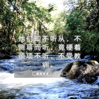 Picture 05 - 耶 利 米 书 17:23 CUVS - 他 们 却 不 听 从 ， 不 侧 耳 而 听 - Bible Verse Picture