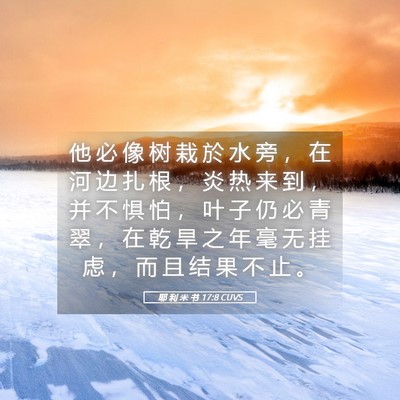 Picture 05 - 耶 利 米 书 17:8 CUVS - 他 必 像 树 栽 於 水 旁 ， 在 河 边 - Bible Verse Picture