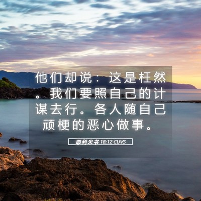 Picture 05 - 耶 利 米 书 18:12 CUVS - 他 们 却 说 ： 这 是 枉 然 。 我 们 - Bible Verse Picture